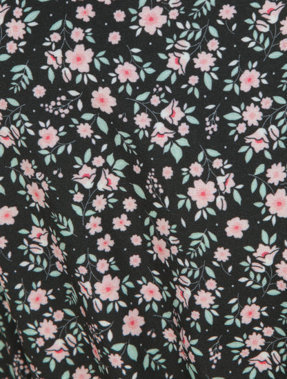 Robe patineuse courte à volants imprimé fleuri - Noir - 4