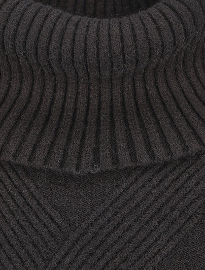 Pull uni à col roulé - Noir - 3