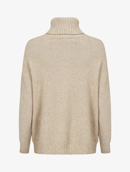 Pull uni à col roulé - Beige - 2