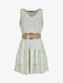 Robe patineuse courte à volants imprimé fleuri - Beige - 1