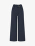 Pantalon droit taille haute ceinture fantaisie - Marine - 1