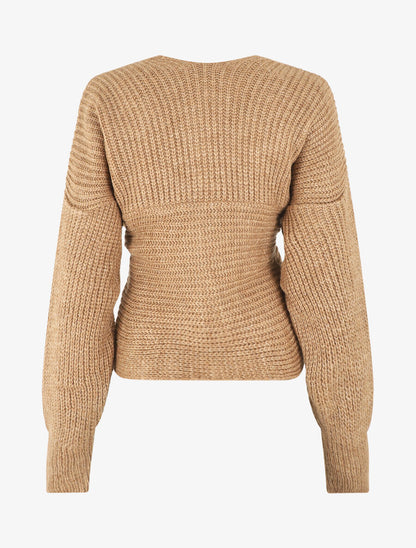 Pull cache-coeur en maille - Camel - 2