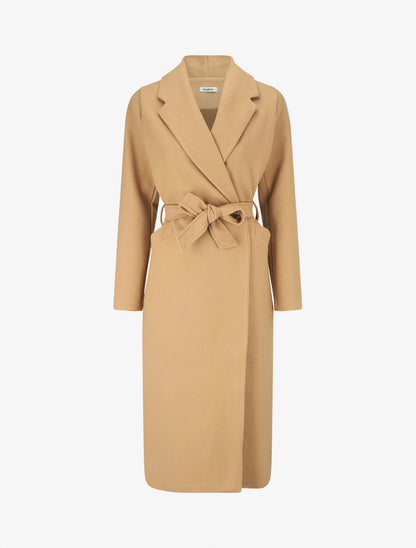Manteau long uni ceinturé - Camel - 4