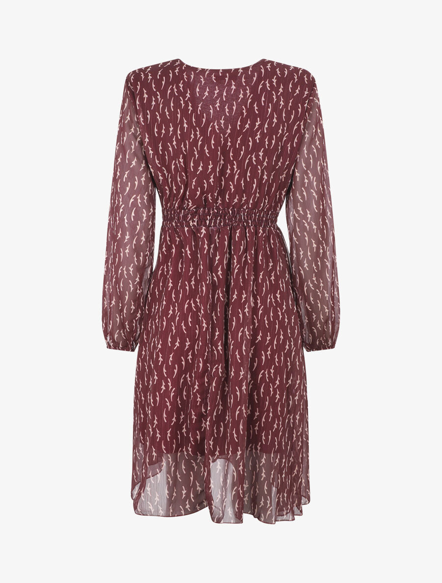 Robe évasée en voile motif graphique - Prune - 2