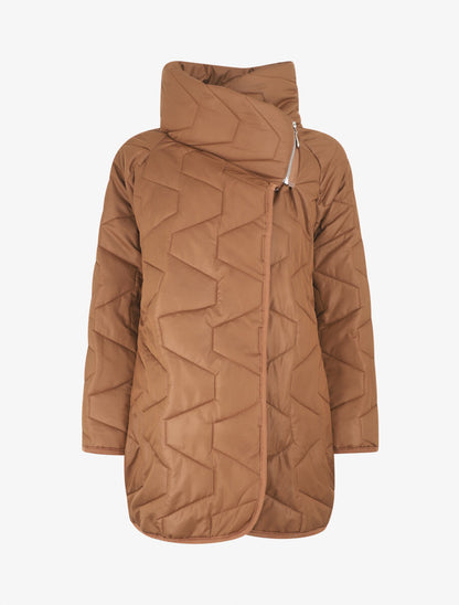 Doudoune fine ample col montant - Camel - 4