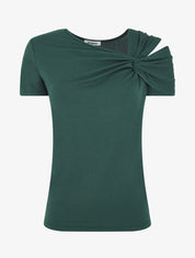 T-shirt à épaule drapée - Vert sapin - 1