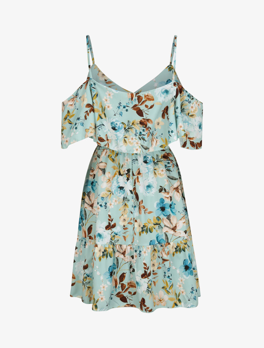 Robe à buste à basque imprimé fleurs sauvages - Bleu ciel - 2