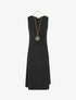 Robe longue unie effet drapé - Noir - 5