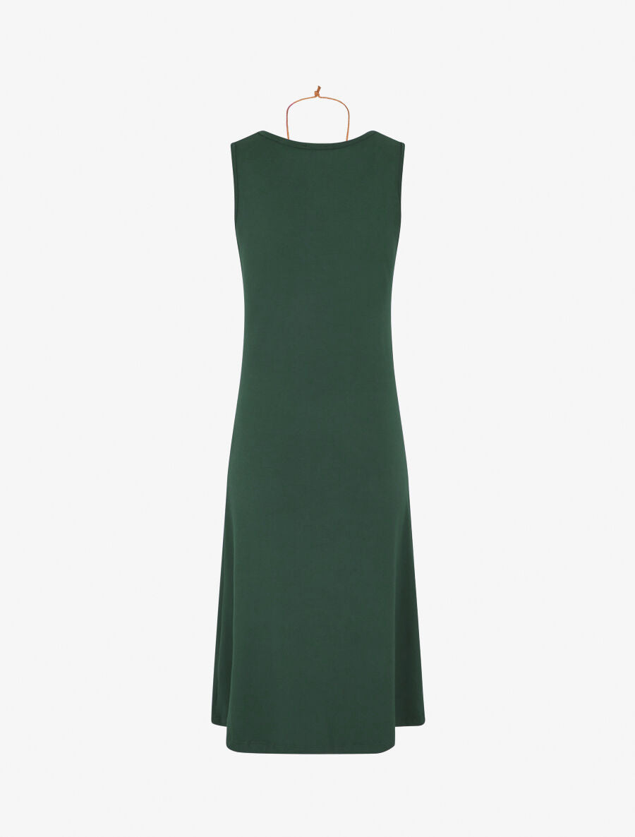 Robe longue unie effet drapé - Vert sapin - 2