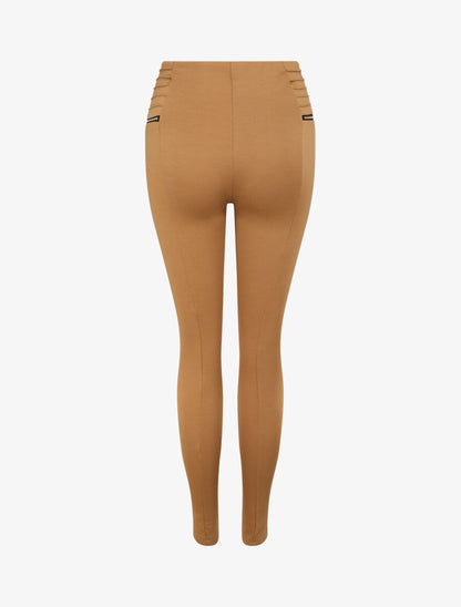 Legging skinny à zips contrastants - Camel - 2