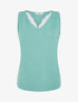 Top fluide à col V en dentelle - Turquoise - 1