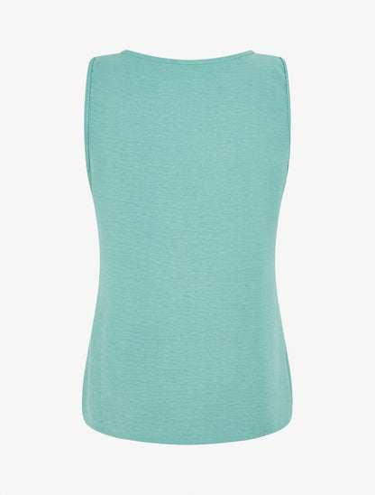 Top fluide à col V en dentelle - Turquoise - 2