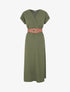 Robe longue unie cache-coeur - Kaki - 1