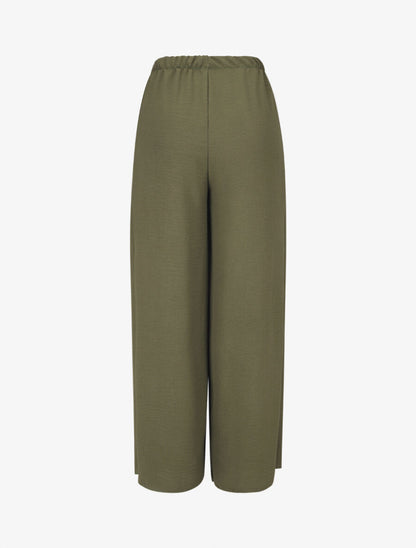 Pantalon ample à pans à nouer - Kaki - 2