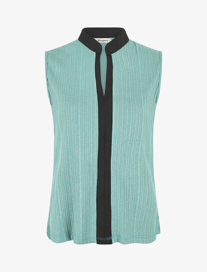 Top sans manches droit irisé - Bleu clair - 1
