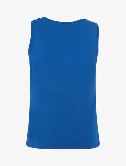 Top uni sans manches à détail dentelle - Bleu roi - 2