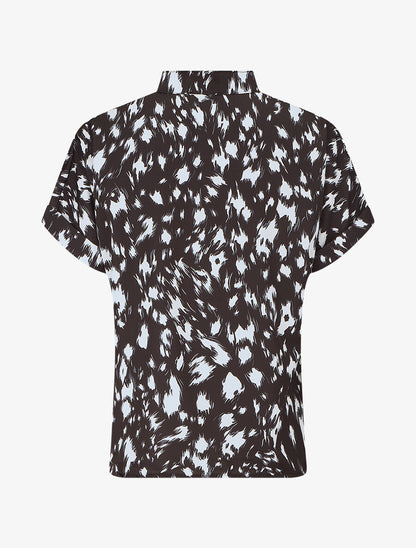 Blouse imprimé abstrait à manches courtes - Noir - 2