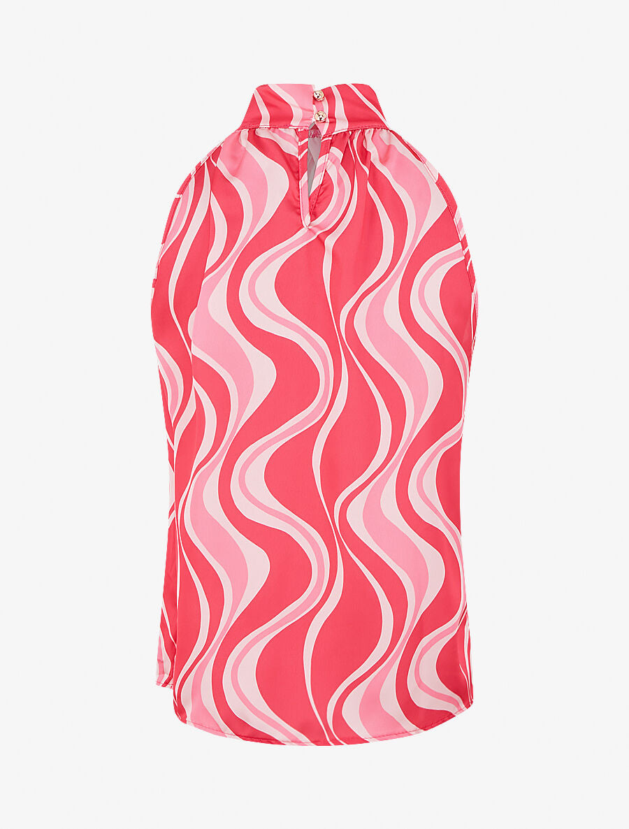 Top graphique sans manches col lavallière - Rose - 2