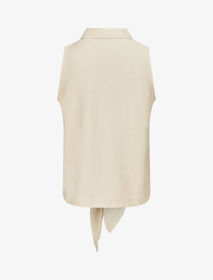 Top uni sans manches à nouer - Beige - 2