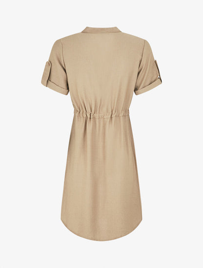 Robe unie à cordons de serrage - Taupe - 2