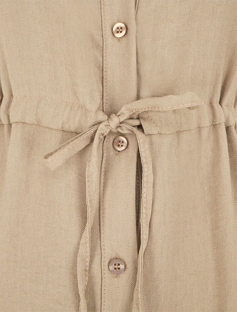 Robe unie à cordons de serrage - Taupe - 3
