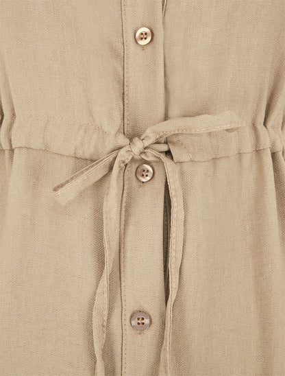 Robe unie à cordons de serrage - Taupe - 3
