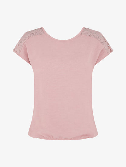 Top uni à dos en dentelle - Vieux rose - 4