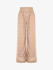 Pantalon fluide coupe flare imprimé petites fleurs - Taupe - 5