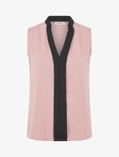 Top droit sans manches à liseré - Rose - 5