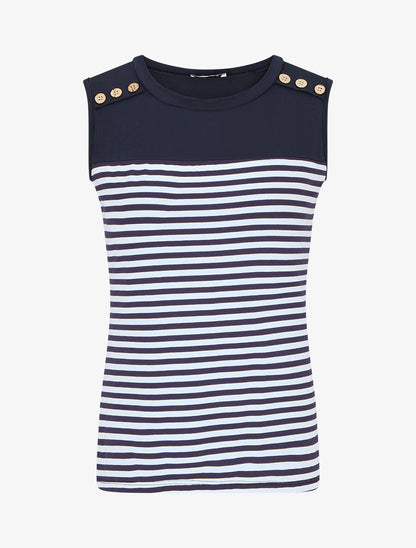 Top sans manches style marinière - Marine - 1