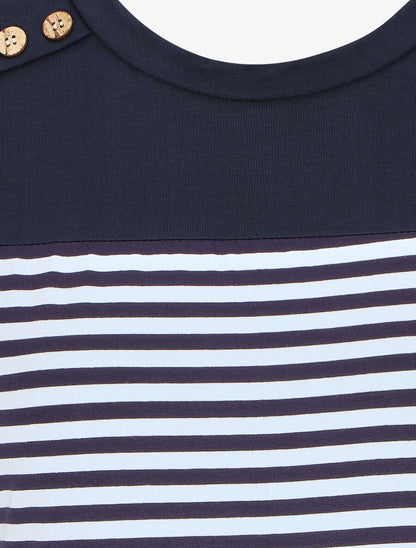 Top sans manches style marinière - Marine - 3