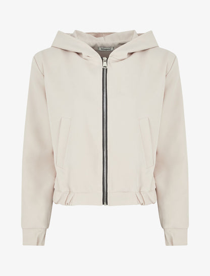 Sweat zippé à capuche - Beige - 1