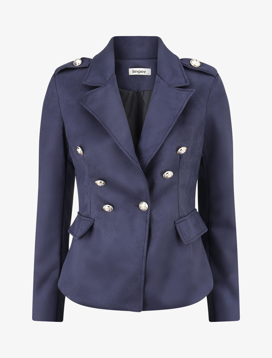 Veste mi-longue style officier - Marine - 1