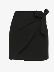 Mini-jupe portefeuille coupe droite - Noir - 1