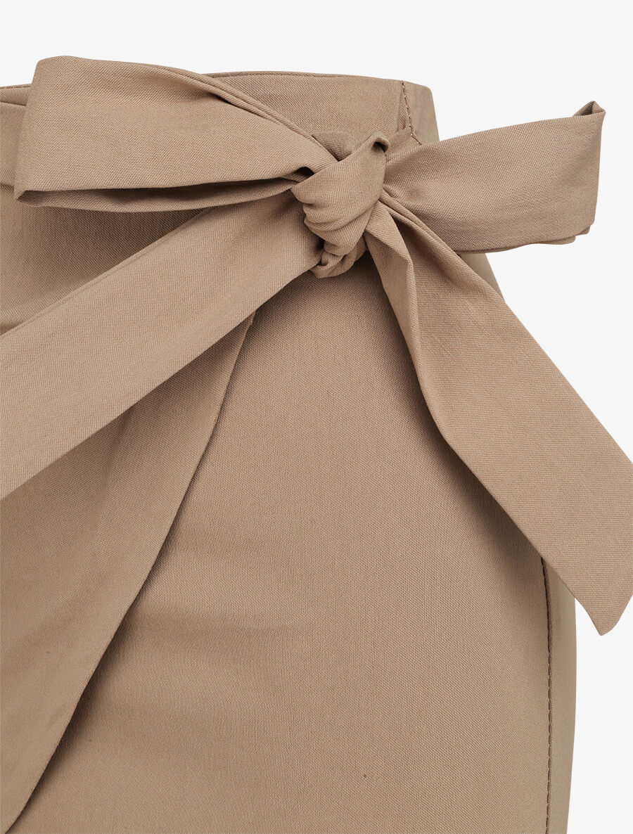 Mini-jupe portefeuille coupe droite - Taupe - 3