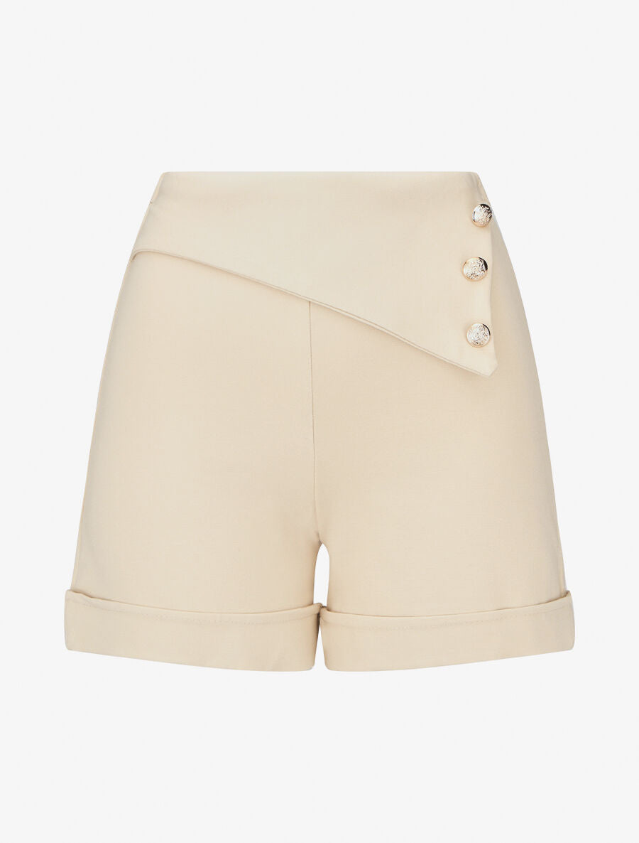 Short uni à boutons décoratifs - Beige - 1