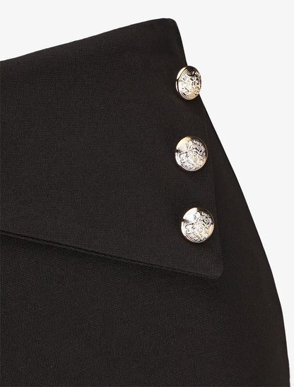 Pantalon uni à boutons décoratifs - Noir - 3