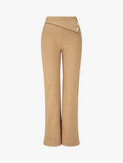 Pantalon uni à boutons décoratifs - Camel - 1