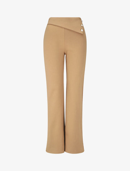 Pantalon uni à boutons décoratifs - Camel - 1