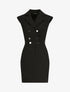 Robe courte coupe ajustée style tailleur - Noir - 1