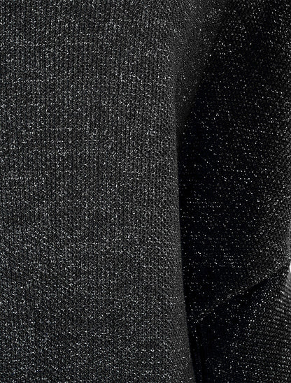 Pull en maille pailletée à manches chauves-souris - Noir - 3