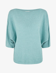Pull en maille pailletée à col bateau - Vert d&