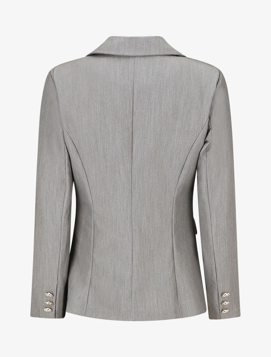 Blazer uni boutonné - Gris - 2