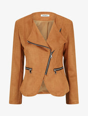 Veste en suédine style perfecto - Camel foncé - 5