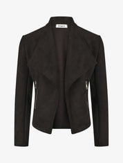 Veste en suédine à pans asymétriques - Noir - 5