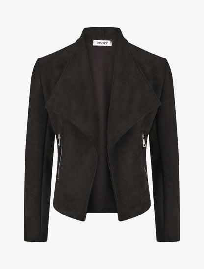 Veste en suédine à pans asymétriques - Noir - 5
