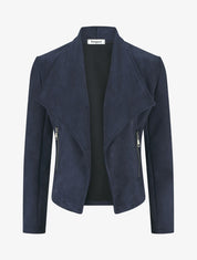 Veste en suédine à pans asymétriques - Marine - 5
