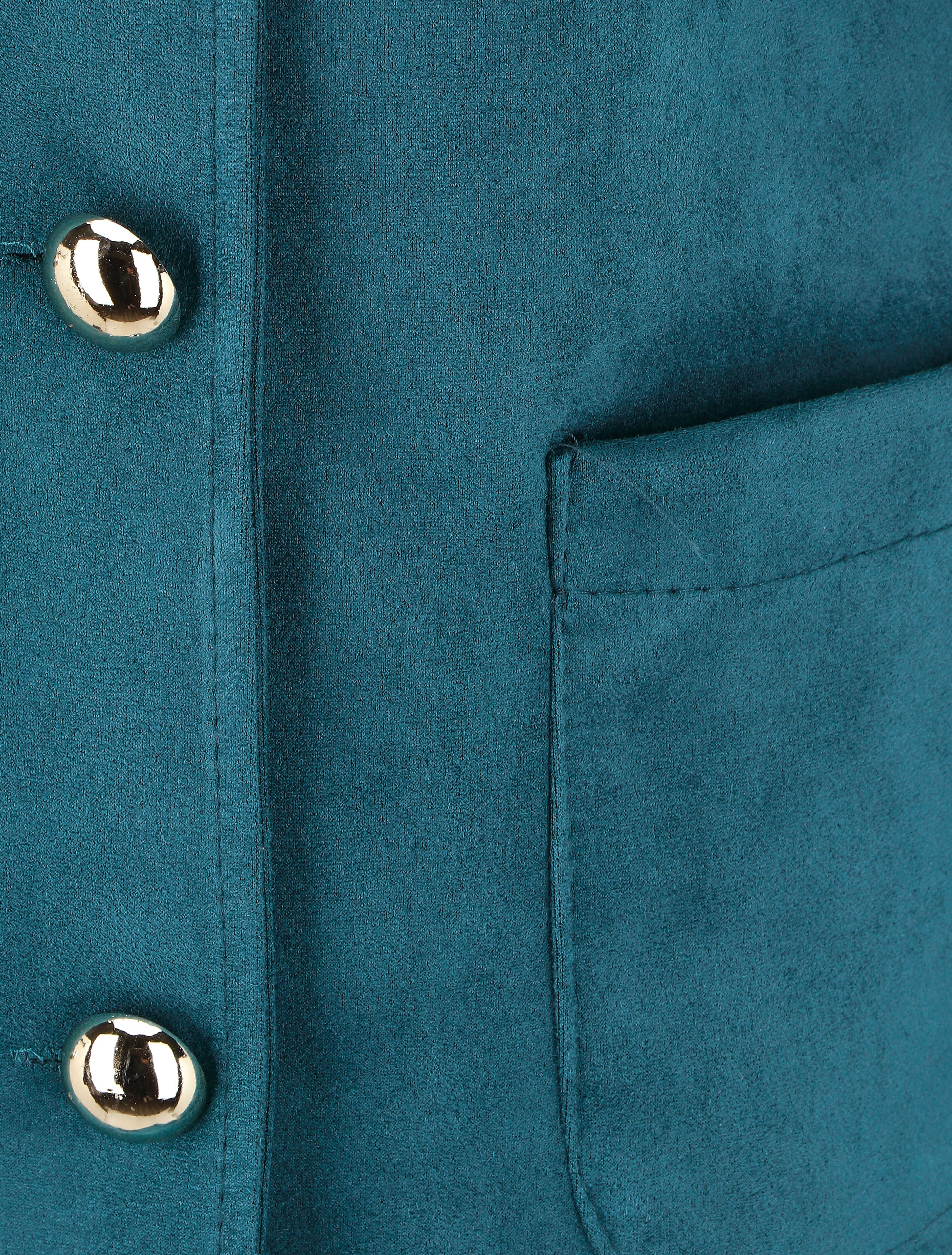 Veste en suédine boutonnée - Bleu canard - 3