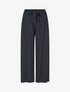 Pantalon ample et fluide taille haute élastiquée - Marine - 1