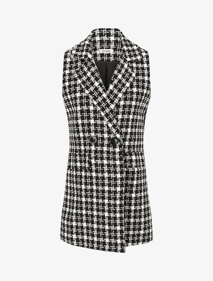 Veste en tweed sans manches - Noir - 1